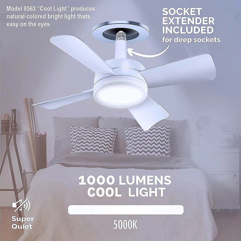 Socket FanLight Pro – 2-in-1 LED Light + Ceiling Fan (Prepaid only)