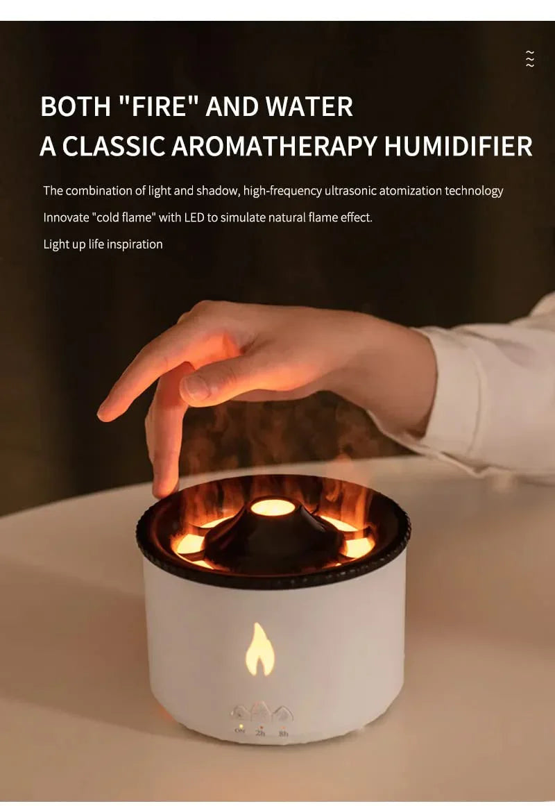 Volcano Aromatherapy Humidifier Flame & Volcano Light Timer for Bedroom (Prepaid only)