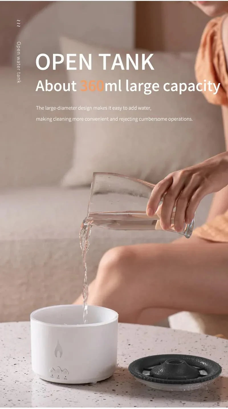 Volcano Aromatherapy Humidifier Flame & Volcano Light Timer for Bedroom (Prepaid only)