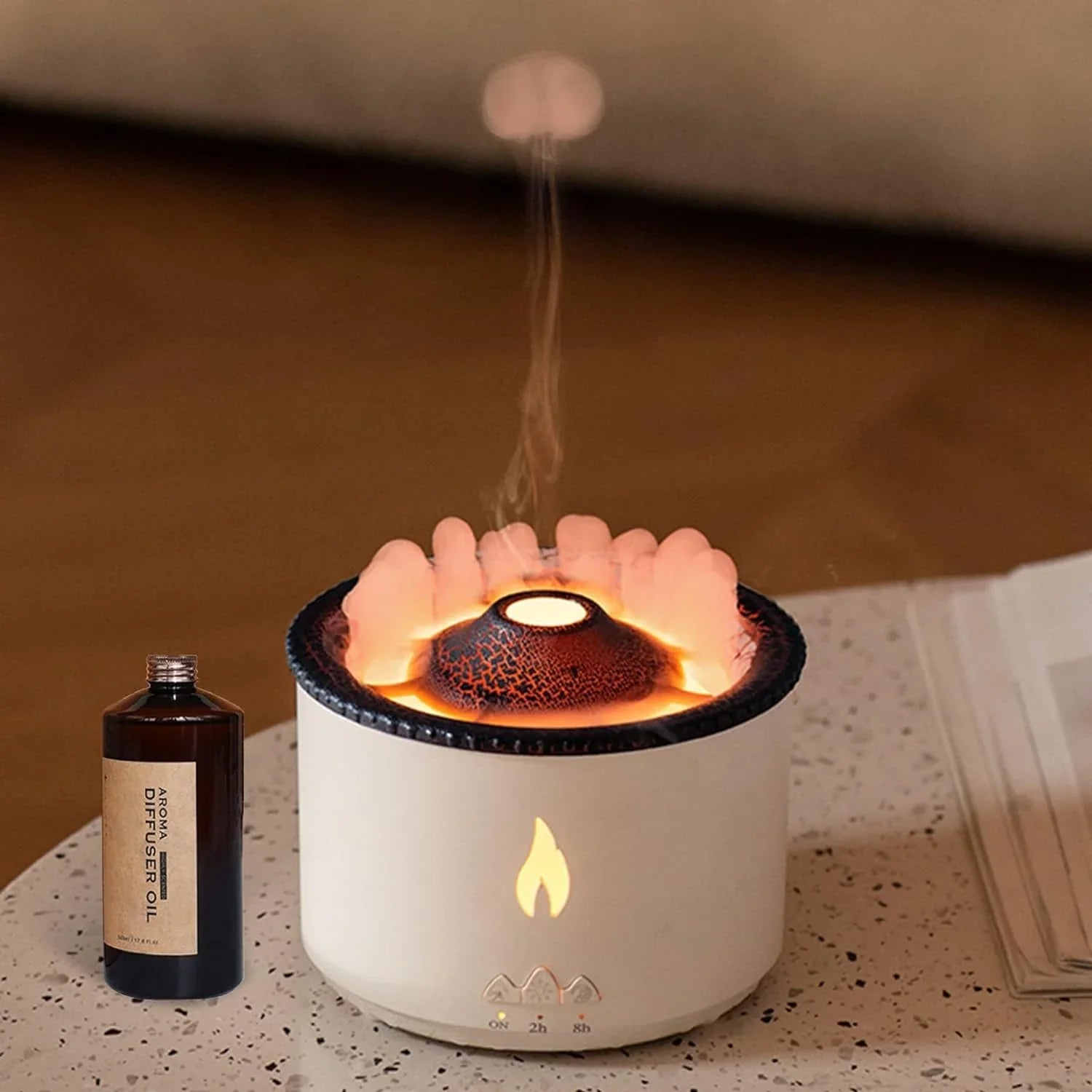 Volcano Aromatherapy Humidifier Flame & Volcano Light Timer for Bedroom (Prepaid only)