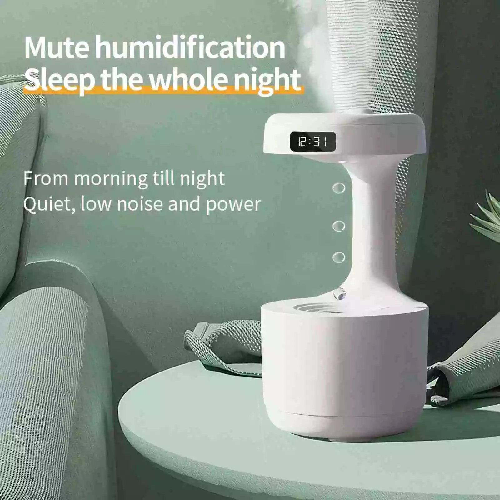 Anti Gravity Air Humidifier Anti-Gravity Water Droplet Humidifier Creative Air Aromatherapy Led Display Shutdown Protection Light Mode for Home Bedroom Office (Prepaid only)